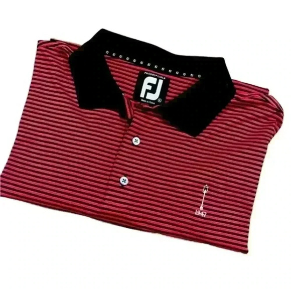 FootJoy Other - Foot Joy Men’s Red & Black Striped Embroidered Logo Golf Polo Size XL